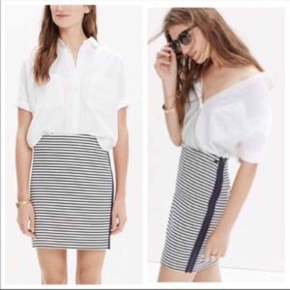 Madewell Stripe Eventide Zip Skirt
